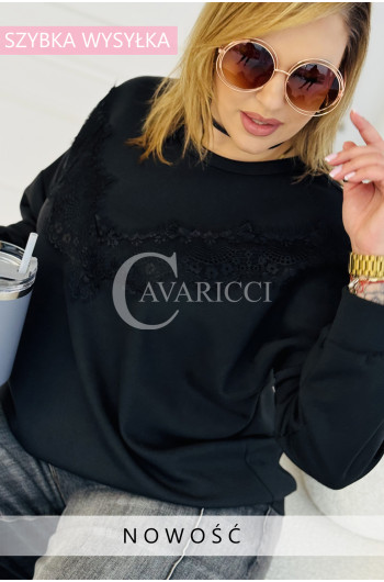 SOLE - Wygodna bluza z długim rękawem i ozdobną koronką w kolorze...