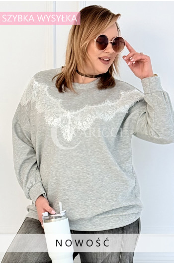 SOLE - Wygodna bluza z długim rękawem i ozdobną koronką w kolorze...