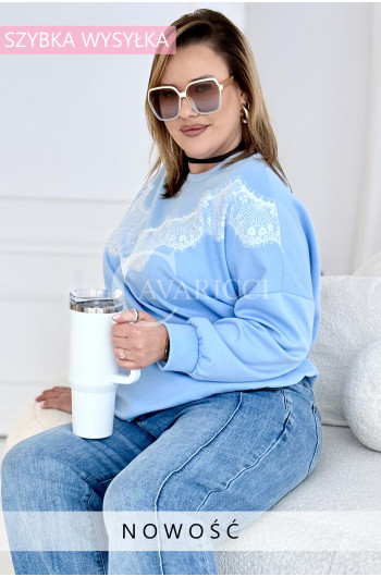 SOLE - Wygodna bluza z długim rękawem i ozdobną koronką w kolorze...