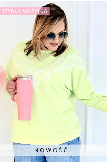 SOLE - Wygodna bluza z długim rękawem i ozdobną koronką w kolorze...