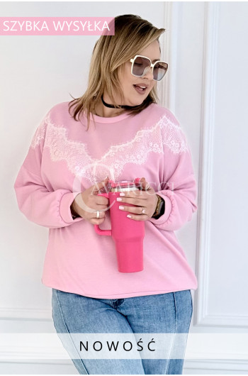 SOLE - Wygodna bluza z długim rękawem i ozdobną koronką w kolorze...