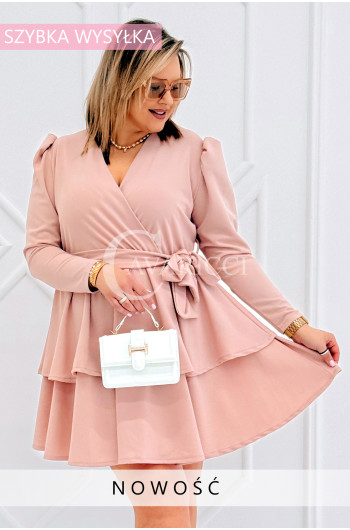 ROSELLA - Kobieca sukienka z falbankami i bufkami w kolorze...