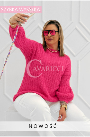 ELINA - Wiosenny sweter z bufkami i subtelnym warkoczykowym...