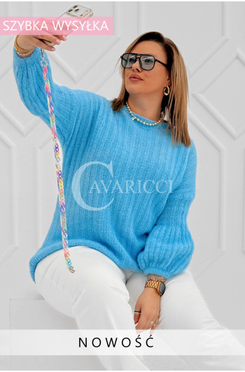 ELINA - Wiosenny sweter z bufkami i subtelnym warkoczykowym...