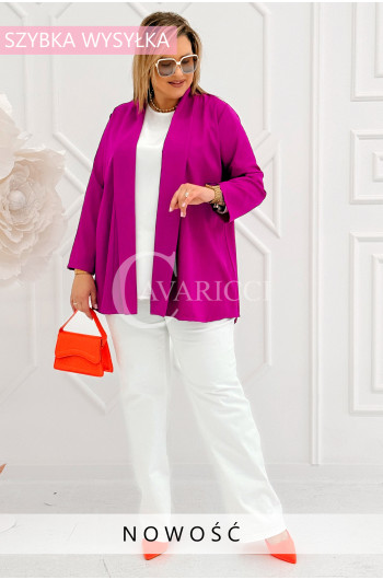 SERENO - Klasyczna marynarka z długim rękawem w kolorze fuksji