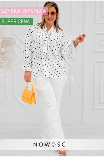 SOLIA - Elegancka koszula w groszki z ozdobnym kołnierzykiem w...