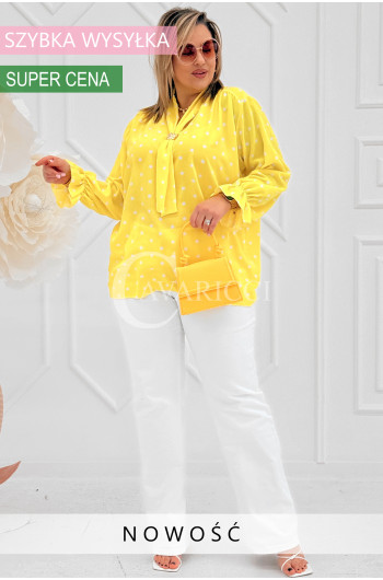 SOLIA - Elegancka koszula w groszki z ozdobnym kołnierzykiem w...