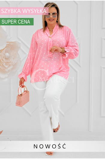 SOLIA - Elegancka koszula w groszki z ozdobnym kołnierzykiem w...