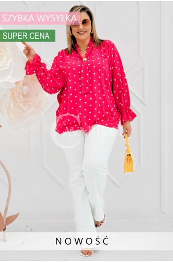 SOLIA - Elegancka koszula w groszki z ozdobnym kołnierzykiem w...