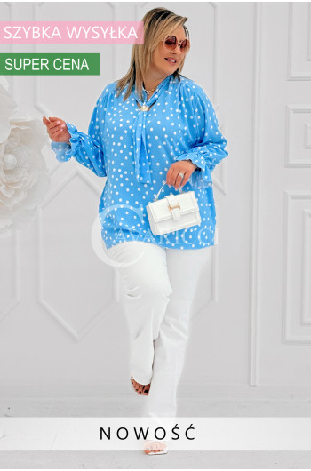 SOLIA - Elegancka koszula w groszki z ozdobnym kołnierzykiem w...