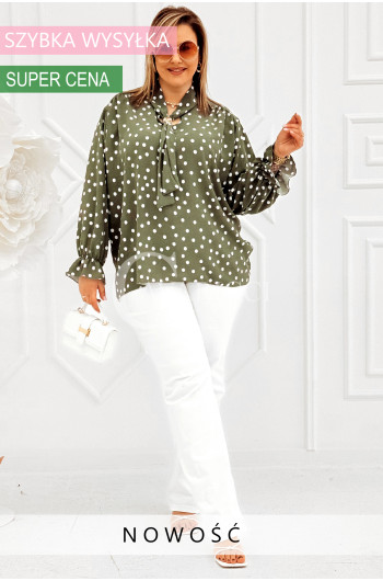 SOLIA - Elegancka koszula w groszki z ozdobnym kołnierzykiem w...