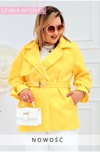 HERMESSITA - wiosenny płaszcz, z paskiem podkreślający sylwetkę w...