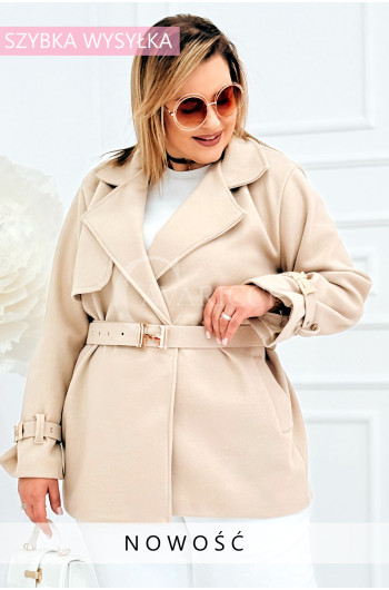 HERMESSITA - wiosenny płaszcz, z paskiem podkreślający sylwetkę w...