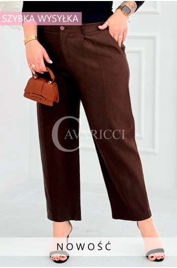 ZARA - Elastyczne spodnie z szeroką nogawką i przeszyciem w...