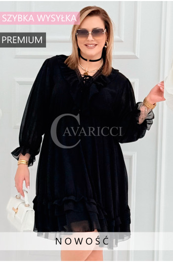 KAJA – romantyczna sukienka z kopertowym dekoltem, falbankami i...