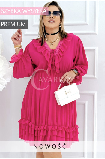 KAJA – romantyczna sukienka z kopertowym dekoltem, falbankami i...