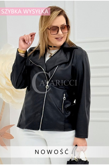 ROMINA  - Klasyczna ramoneska na zamek w kolorze czarnym