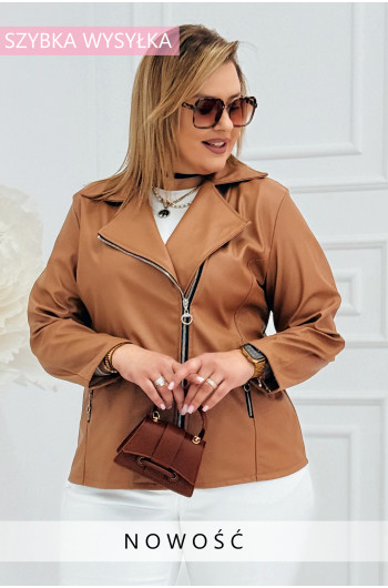 ROMINA  - Klasyczna ramoneska na zamek w kolorze caffe