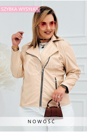 ROMINA  - Klasyczna ramoneska na zamek w kolorze beżowym