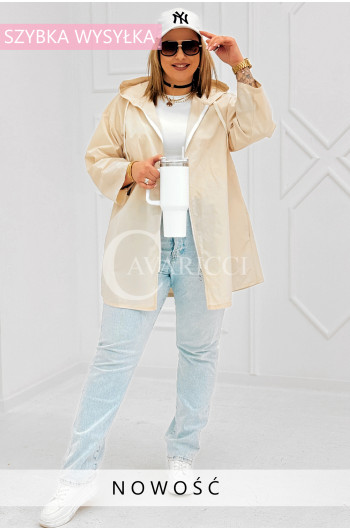 ALMA - Wiosenna krótka wiatrówka o prostym kroju z kapturem w...