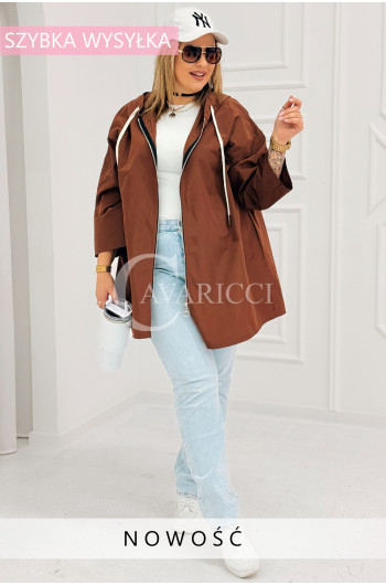 ALMA - Wiosenna krótka wiatrówka o prostym kroju z kapturem w...