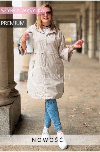 MILANA - Premium parka z ozdobnymi klamrami w kolorze beżowym