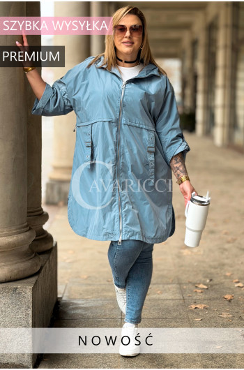 MILANA - Premium parka z ozdobnymi klamrami w kolorze błękitu