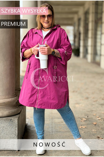MILANA - Premium parka z ozdobnymi klamrami w kolorze fuksji