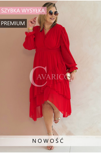 VIOLA - zwiewna elegancka z romantycznymi falbankami w kolorze...