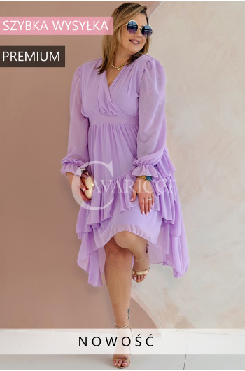 VIOLA - zwiewna elegancka z romantycznymi falbankami w kolorze...