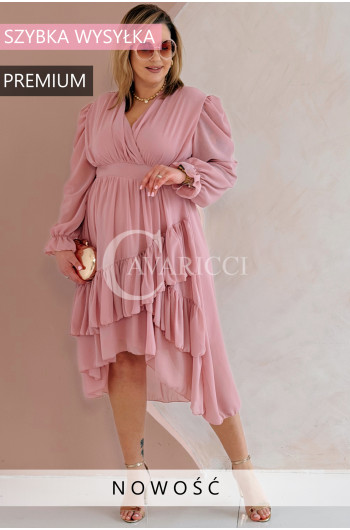 VIOLA - zwiewna elegancka z romantycznymi falbankami w kolorze...