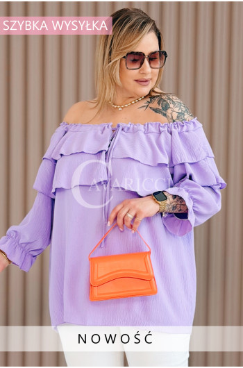 HALIA - Romantyczna hiszpanka z falbankami w kolorze liliowym