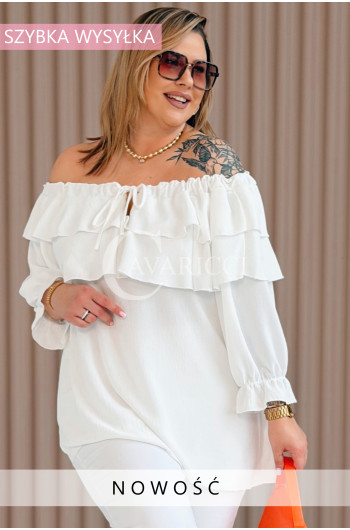 HALIA - Romantyczna hiszpanka z falbankami w kolorze białym