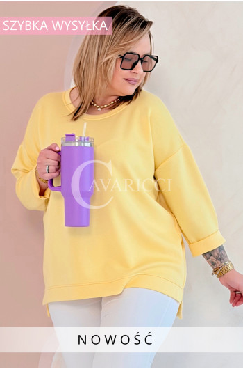 NOA - Klasyczna prosta bluza z delikatnym rozcięciem w kolorze...