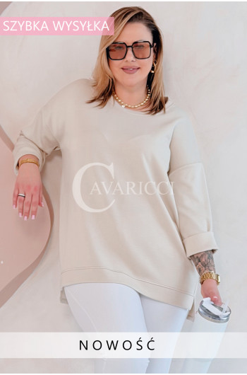 NOA - Klasyczna prosta bluza z delikatnym rozcięciem w kolorze...