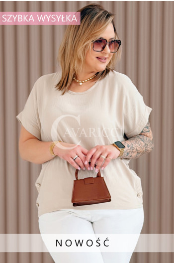 GABRIELLE - krótka bluzeczka ozdobiona guziczkami z krótkim...