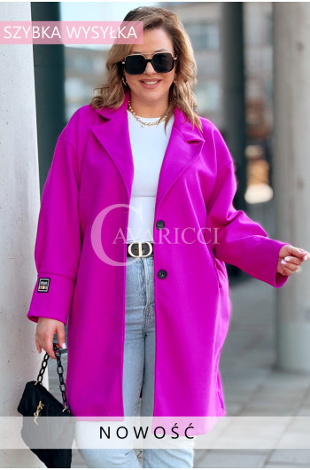 MIUNA - Wiosenny lekki płaszczyk zapinany na guziki z bufiastymi...