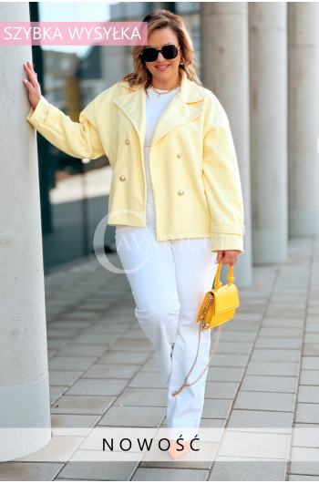 VALERIA - elegancki płaszczyk ze złotymi dodatkami w kolorze żółtym
