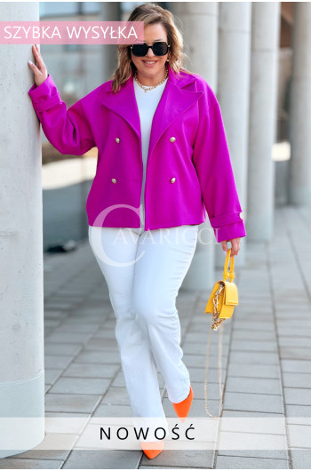 VALERIA - elegancki płaszczyk ze złotymi dodatkami w kolorze fuksji