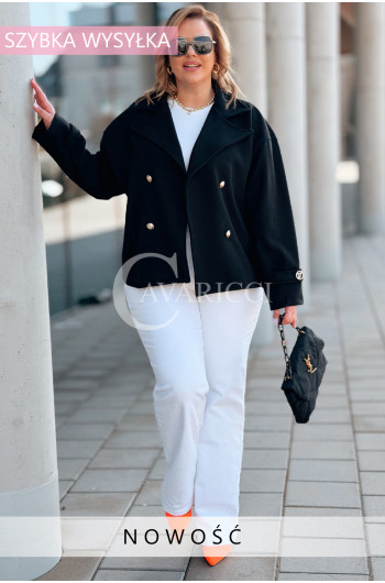 VALERIA - elegancki płaszczyk ze złotymi dodatkami w kolorze czarnym