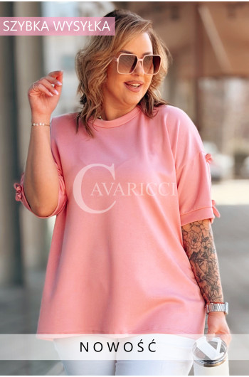 LIA - Klasyczna prosta bluzka z kokardkami na rękawie w kolorze...