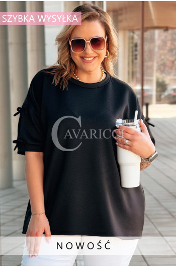 LIA - Klasyczna prosta bluzka z kokardkami na rękawie w kolorze...