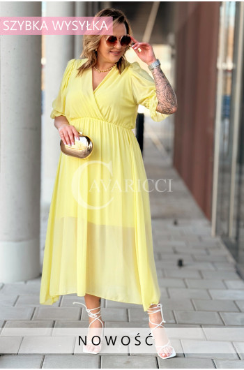 NOTTE - Elegancka szyfonowa sukienka z ozdobnym wiązaniem w...