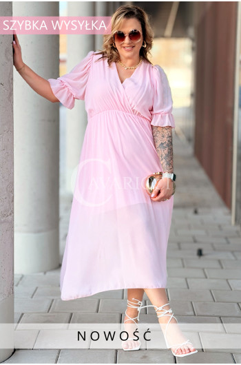 NOTTE - Elegancka szyfonowa sukienka z ozdobnym wiązaniem w...