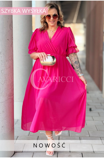 NOTTE - Elegancka szyfonowa sukienka z ozdobnym wiązaniem w...