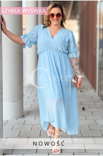 NOTTE - Elegancka szyfonowa sukienka z ozdobnym wiązaniem w...