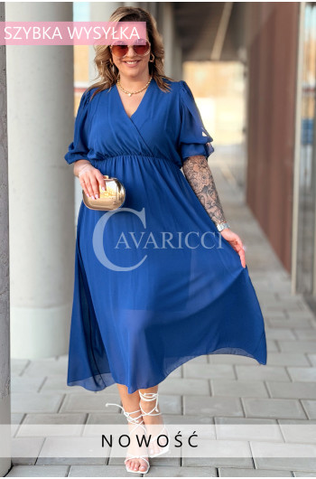 NOTTE - Elegancka szyfonowa sukienka z ozdobnym wiązaniem w...