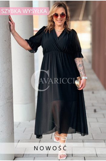 NOTTE - Elegancka szyfonowa sukienka z ozdobnym wiązaniem w...