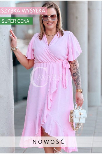 FRANCESCA - Długa zwiewna asymetryczna sukienka z falbankami w...