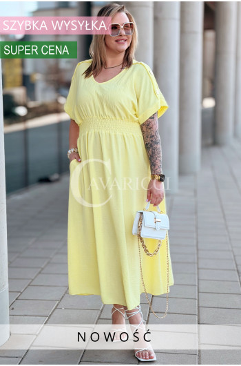 SORENTO - Zwiewna sukienka maxi z ozdobnymi guziczkami w kolorze...